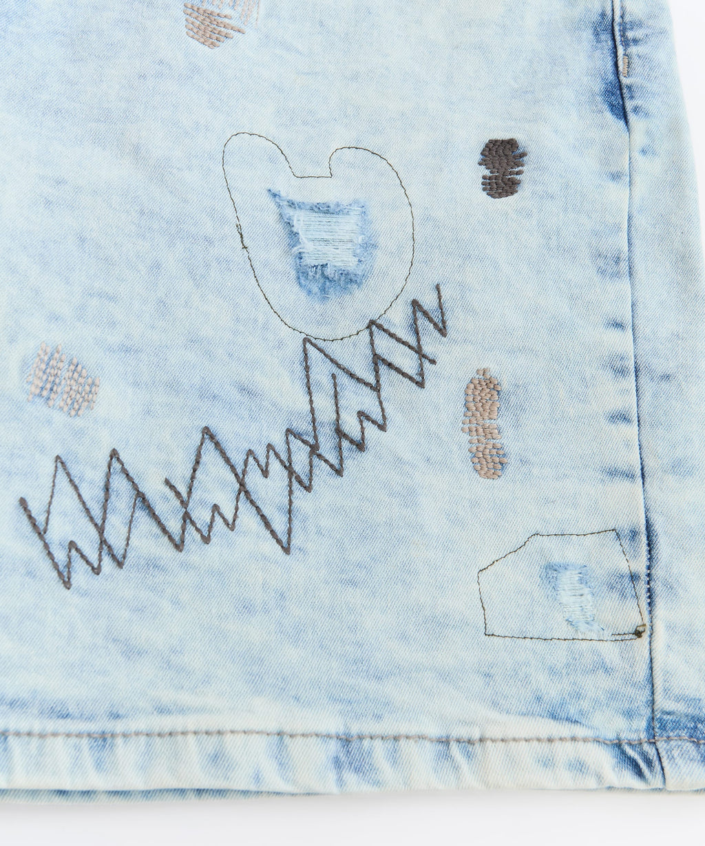 Kids K' Andre Distressed Denim Short - Light Blue